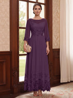 Isolde grape front view mother of the bride dress