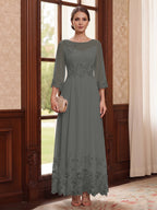 Isolde grey front view mother of the bride dress