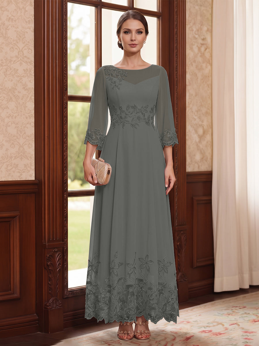 Isolde grey front view mother of the bride dress
