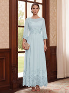 Adelise Fawn Sky Blue front view mother of the bride dress