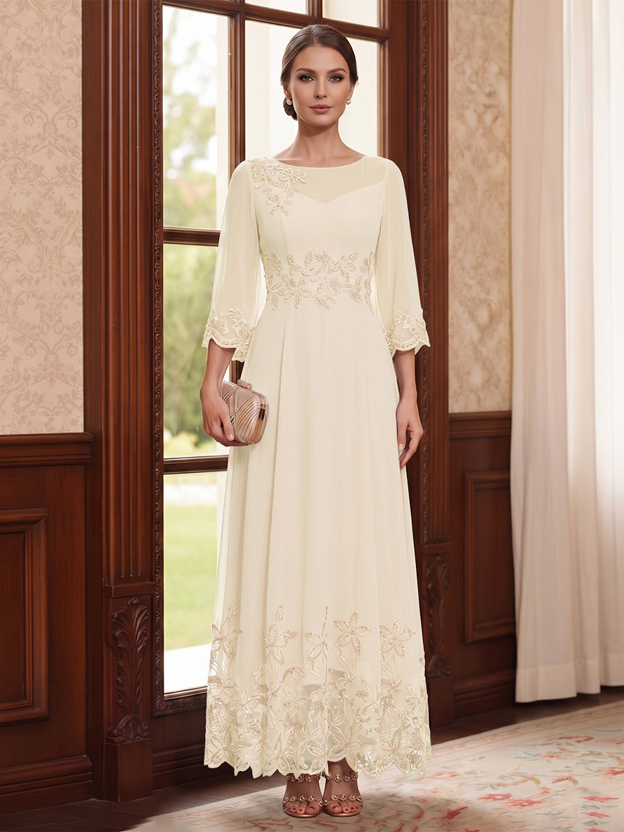 Isolde champagne front view mother of the bride dress
