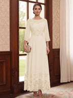 Adelise Fawn Champagne front view mother of the bride dress