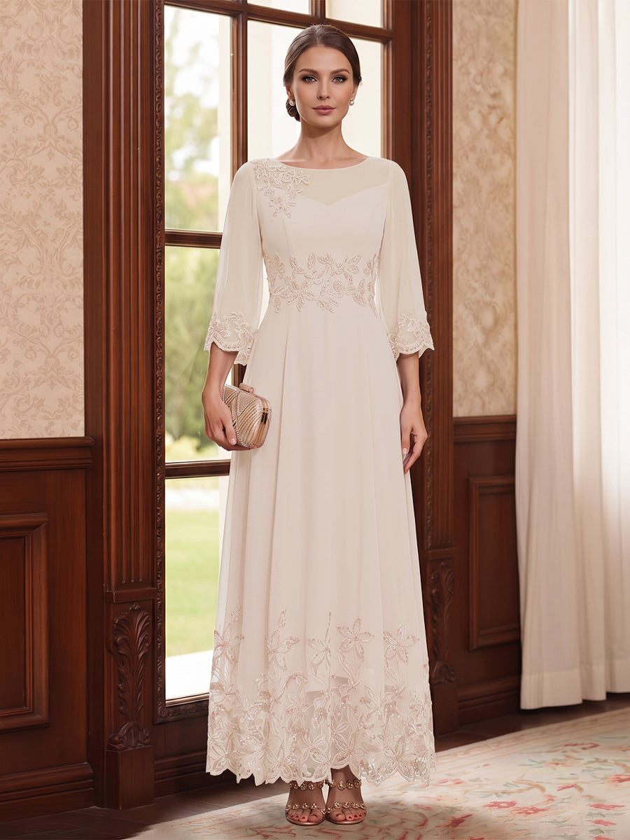 Isolde pearl pink front view mother of the bride dress