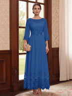 Adelise Fawn Royal Blue side view mother of the bride dress