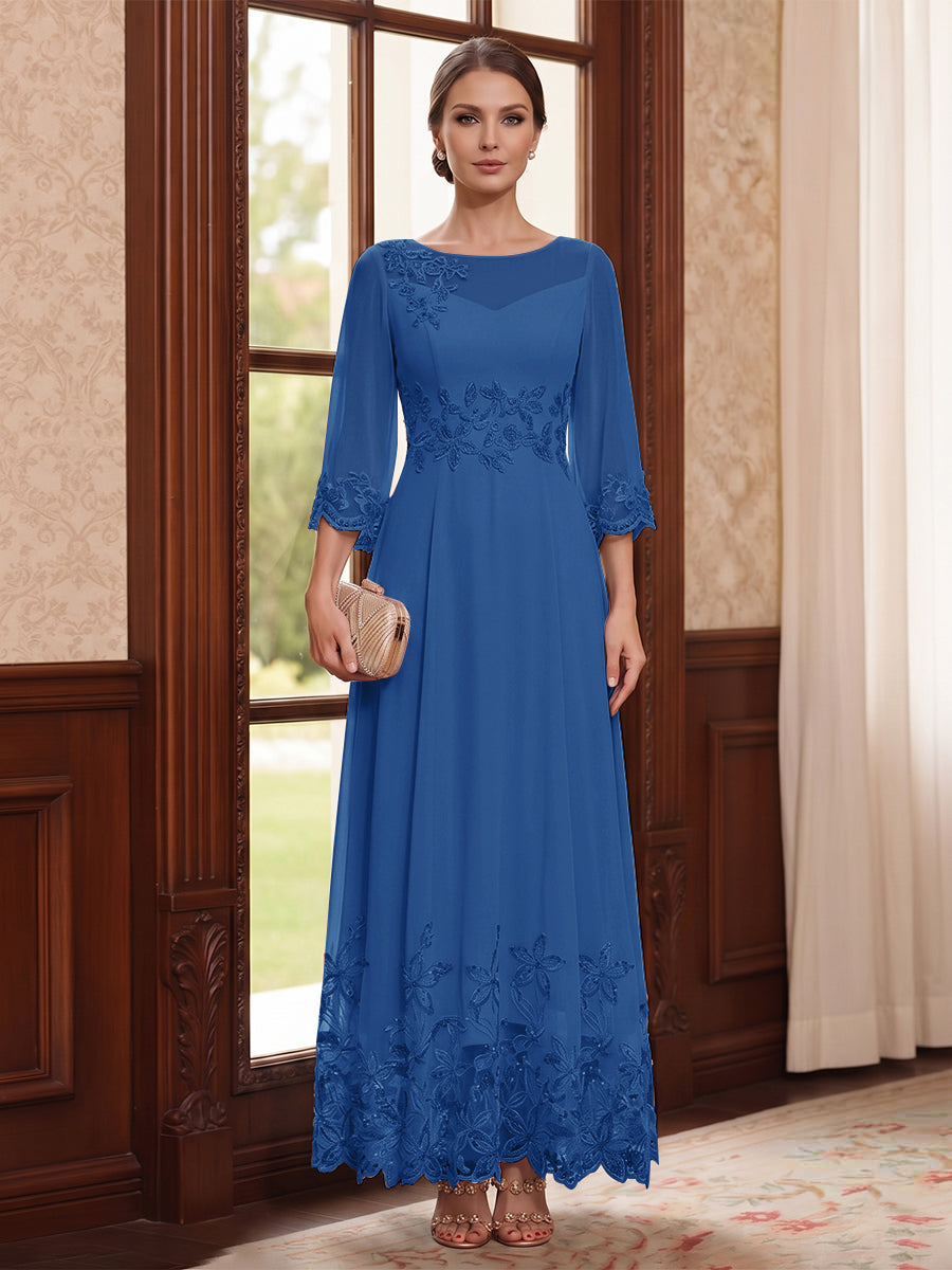 Adelise Fawn Royal Blue side view mother of the bride dress