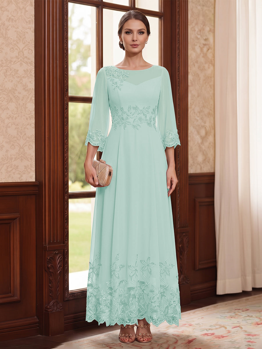 Adelise Fawn Sky Blue back view mother of the bride dress