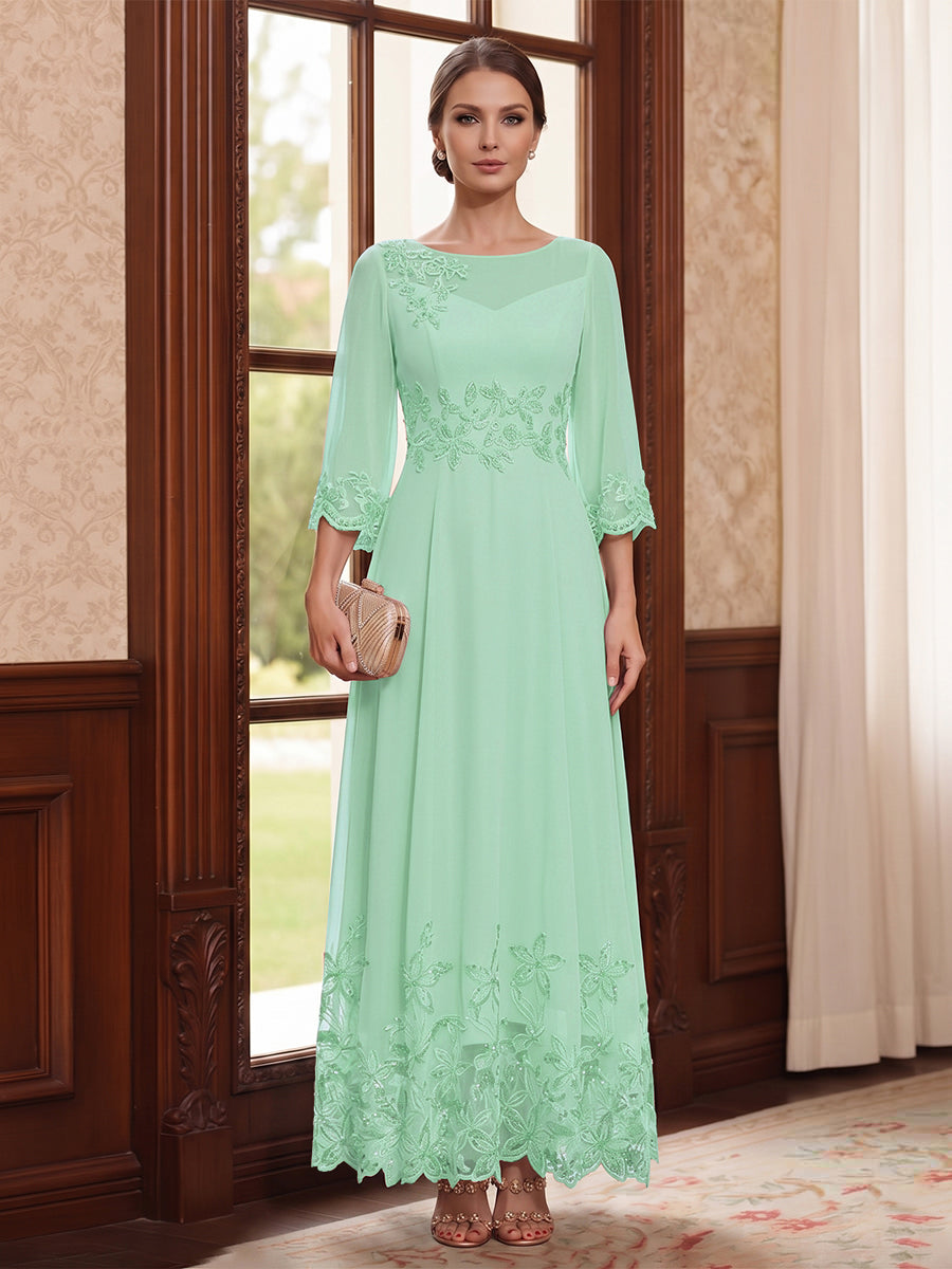 Adelise Fawn Mint Green front view mother of the bride dress