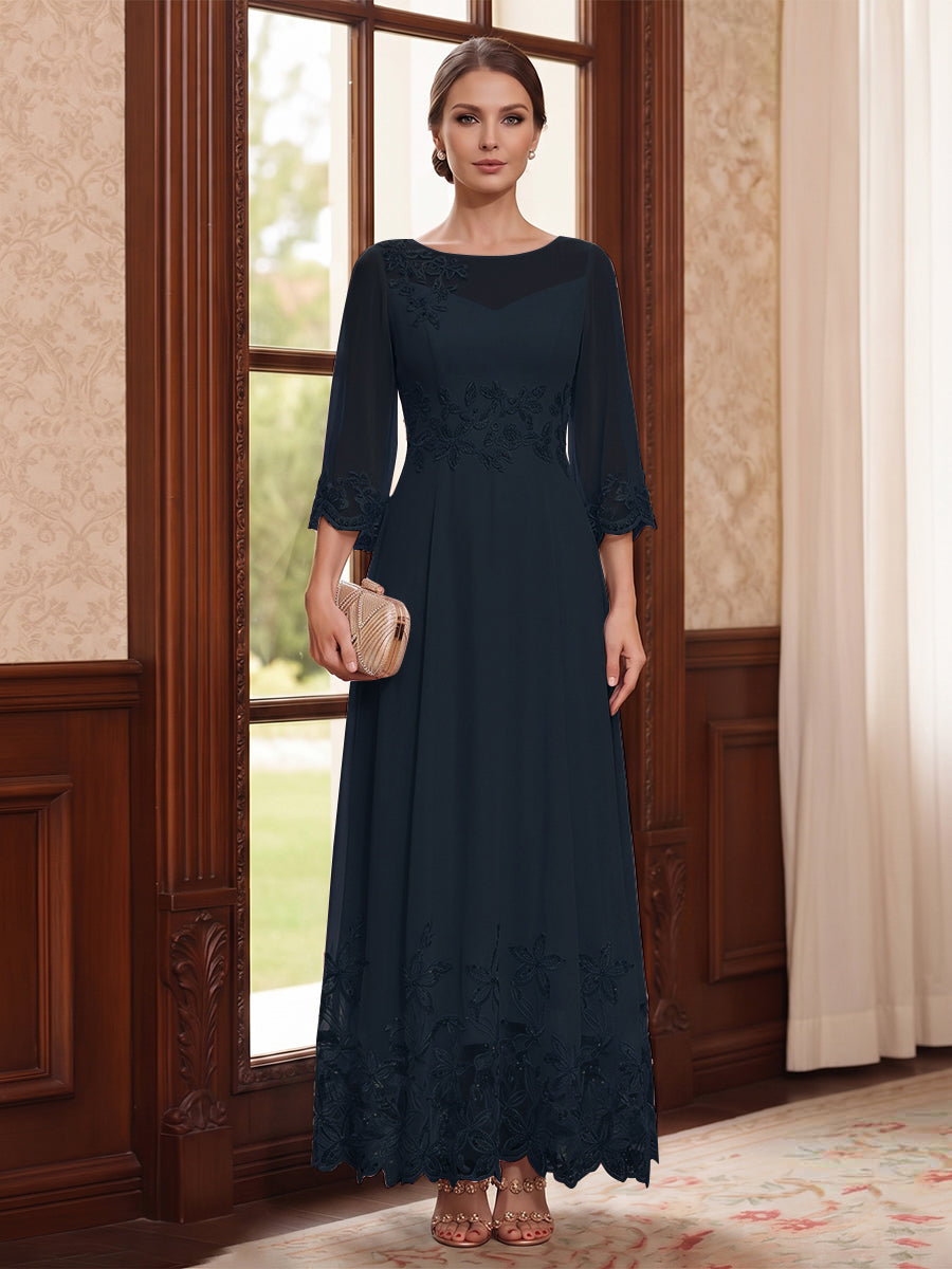 Isolde navy blue front view mother of the bride dress