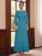 Adelise Fawn Ocean Blue front view mother of the bride dress