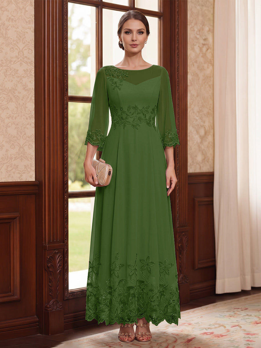 Adelise Fawn Olive Green front view mother of the bride dress