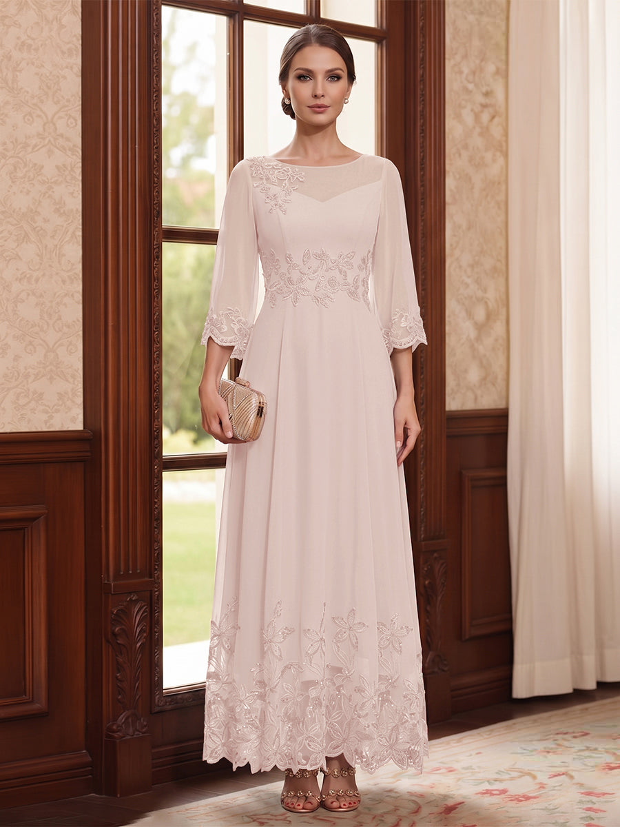 Adelise Fawn Rose Pink front view mother of the bride dress