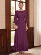 Isolde plum front view mother of the bride dress