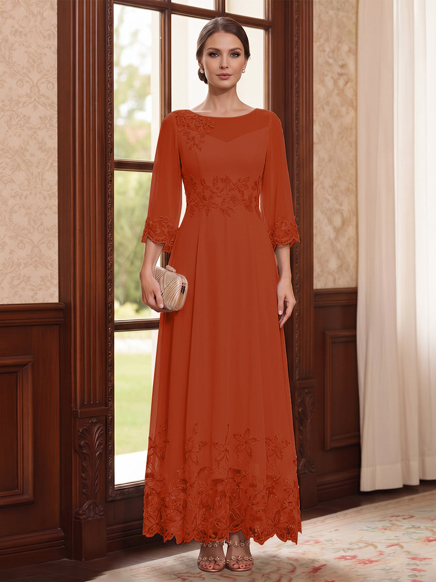 Adelise Fawn Rust front view mother of the bride dress