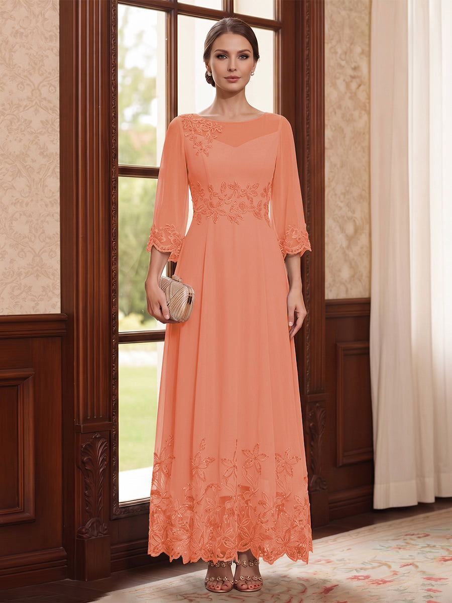 Adelise Fawn Coral back view mother of the bride dress