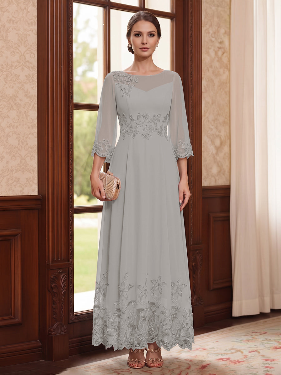 Isolde silver front view mother of the bride dress