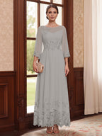 Isolde silver front view mother of the bride dress