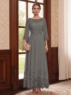 Isolde steel grey front view mother of the bride dress