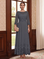 Isolde dusty blue front view mother of the bride dress