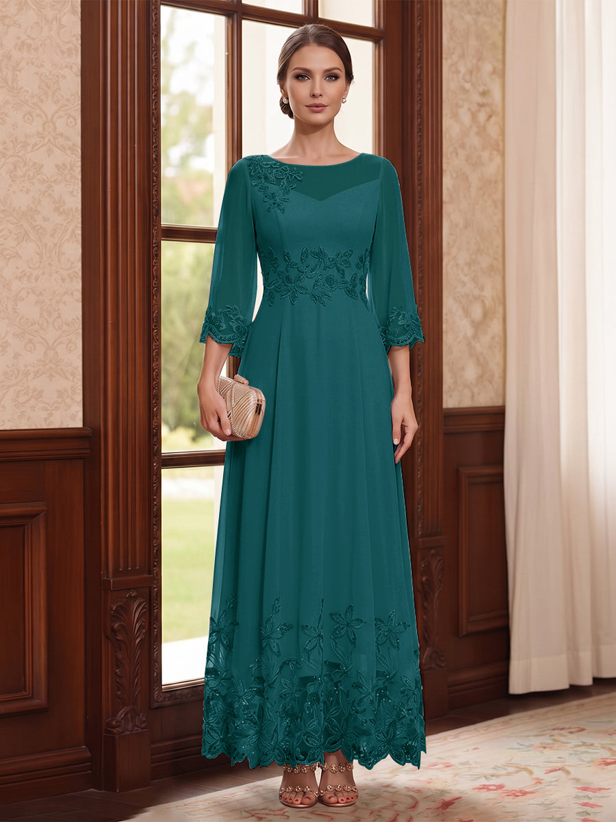Isolde teal front view mother of the bride dress