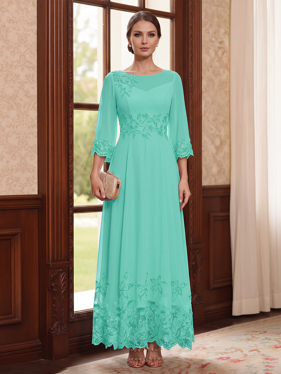 Isolde turquoise front view mother of the bride dress