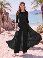 Evangeline Pearl Black front view mother of the bride dress