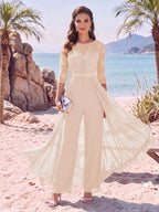 Evangeline Pearl Blush front view mother of the bride dress