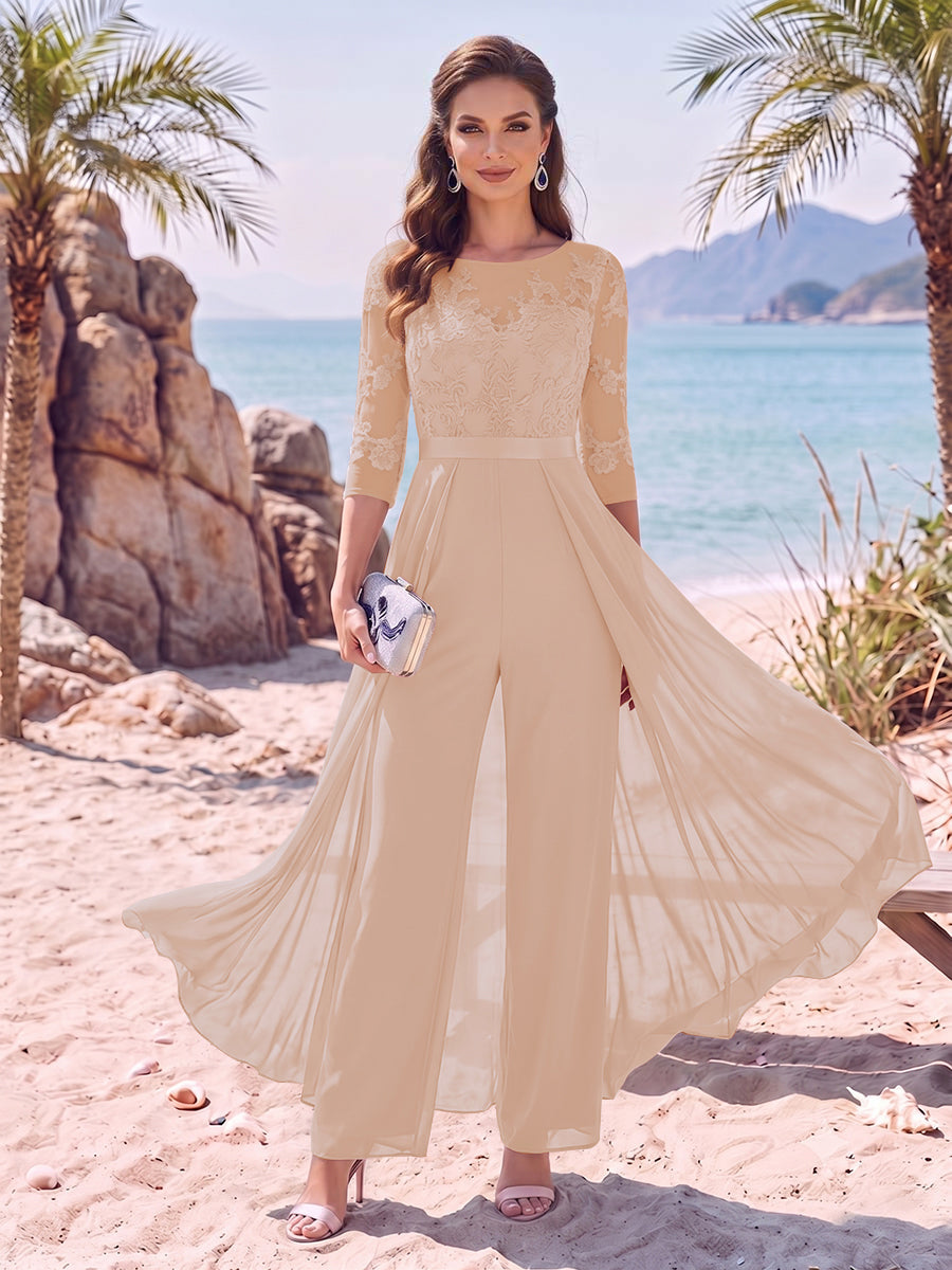 Evangeline Pearl Dusty Rose side view mother of the bride dress