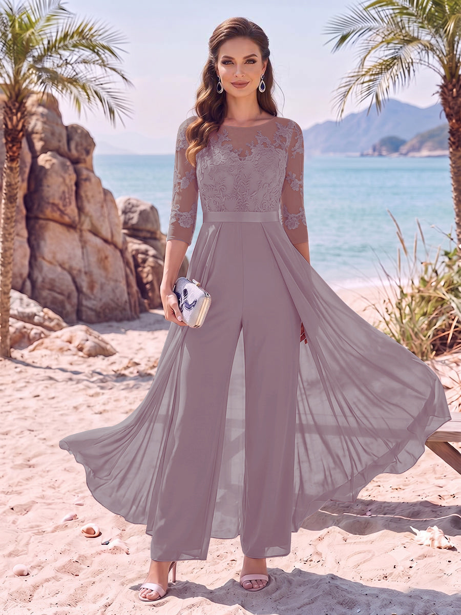 Evangeline Pearl Wisteria front view mother of the bride dress