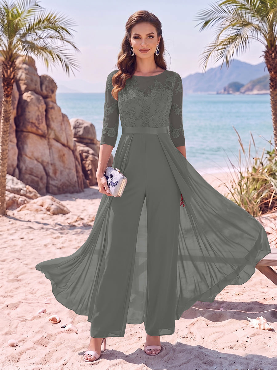 Evangeline Pearl Grey front view mother of the bride dress