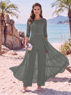 Evangeline Pearl Grey front view mother of the bride dress