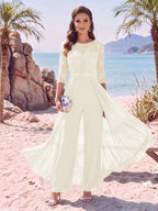 Evangeline Pearl Ivory back view mother of the bride dress