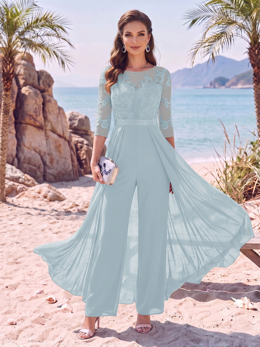 Evangeline Pearl Lavender front view mother of the bride dress