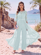 Evangeline Pearl Sky Blue side view mother of the bride dress