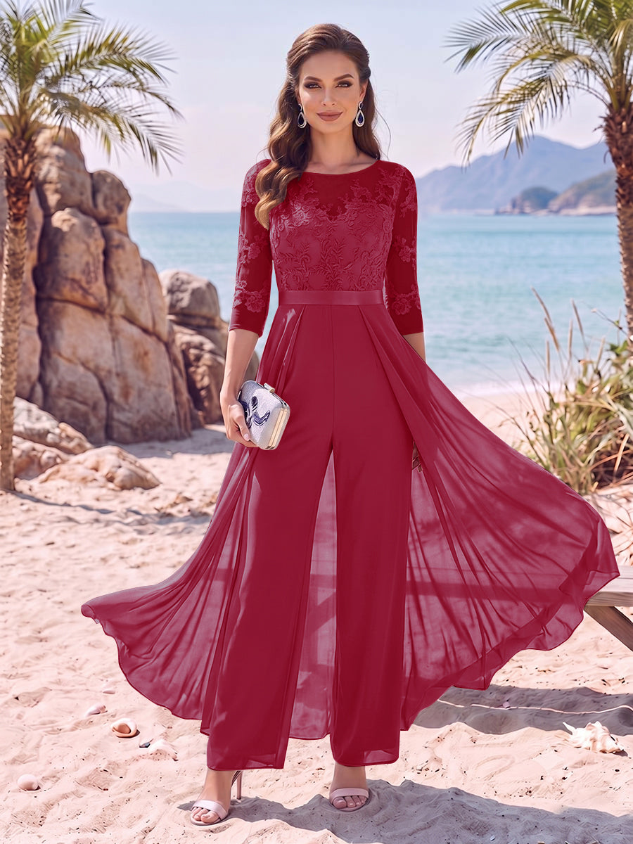 Evangeline Pearl Burgundy back view mother of the bride dress