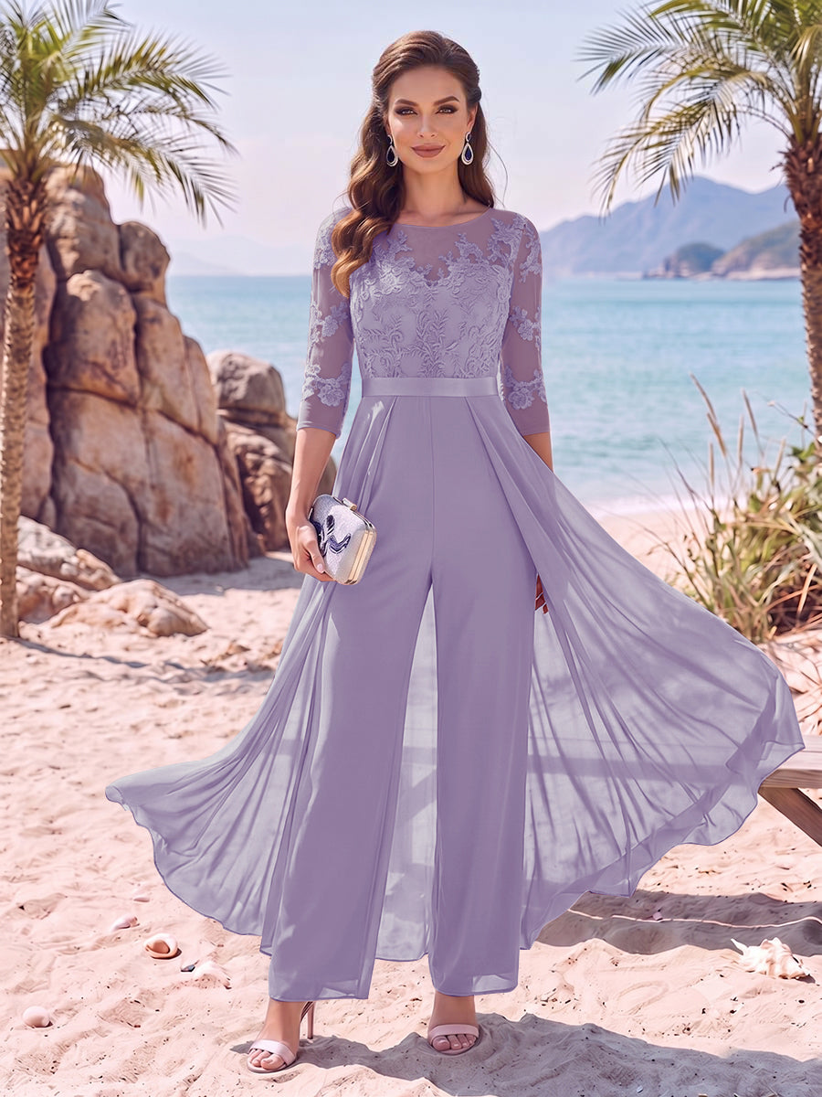 Evangeline Pearl Lilac back view mother of the bride dress