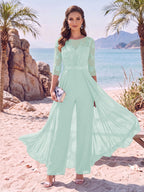 Evangeline Pearl Sky Blue back view mother of the bride dress