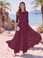 Evangeline Pearl Burgundy side view mother of the bride dress