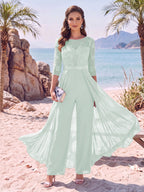 Evangeline Pearl Pool Blue back view mother of the bride dress