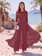 Evangeline Pearl Plum back view mother of the bride dress