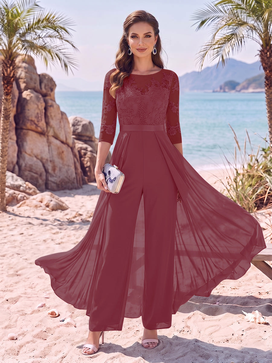Evangeline Pearl Plum back view mother of the bride dress