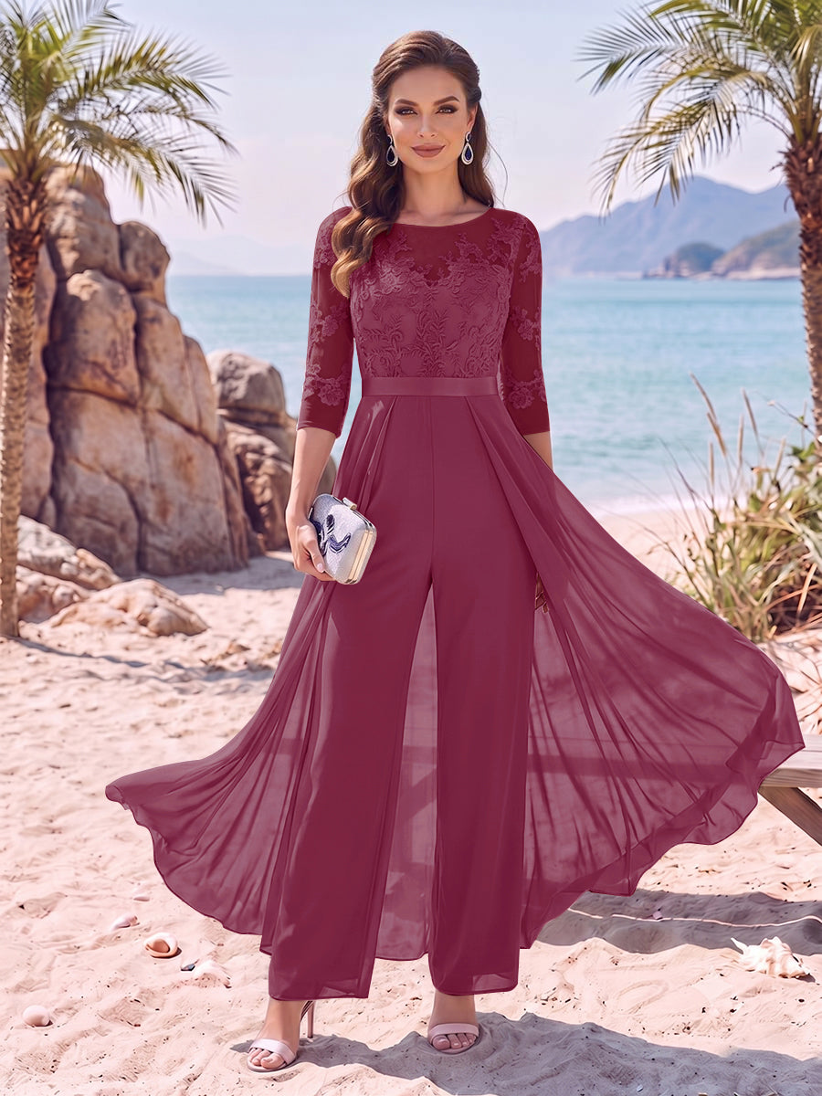 Evangeline Pearl Orchid front view mother of the bride dress