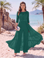 Evangeline Pearl Peacock front view mother of the bride dress