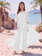 Evangeline Pearl White front view mother of the bride dress