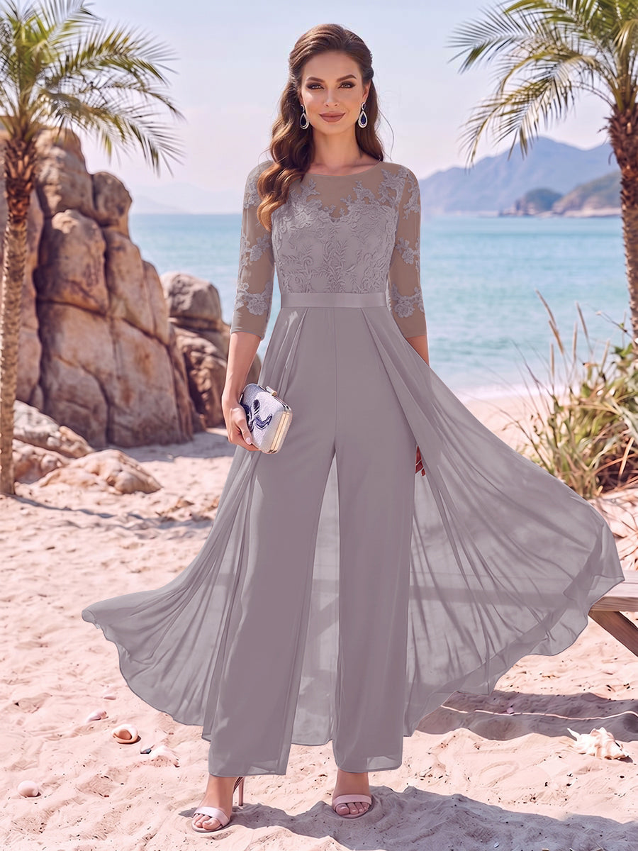 Evangeline Pearl Wisteria back view mother of the bride dress