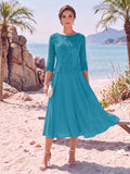 Noeline Iris Turquoise front view mother of the bride dress