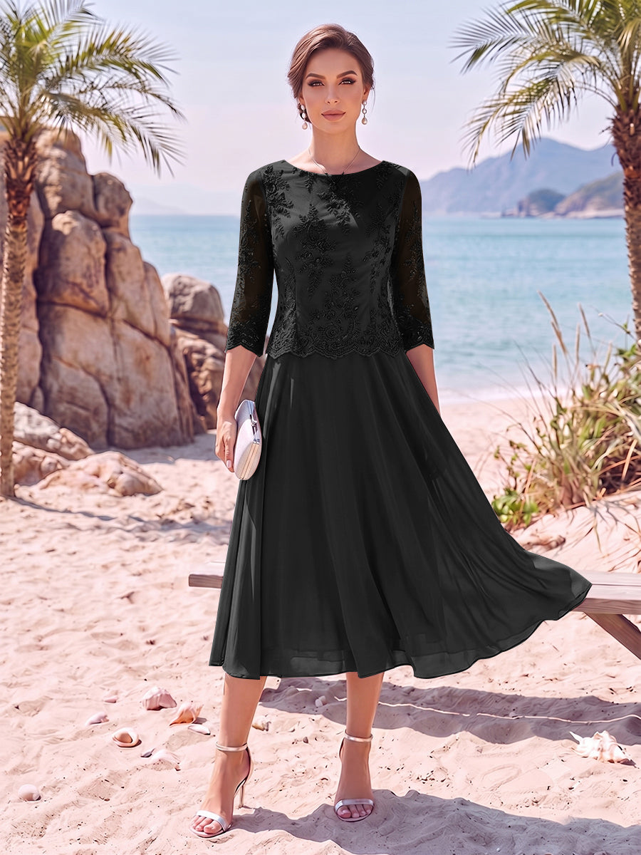 Noeline Iris Black front view mother of the bride dress