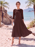 Noeline Iris Brown front view mother of the bride dress