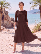Noeline Iris Brown front view mother of the bride dress