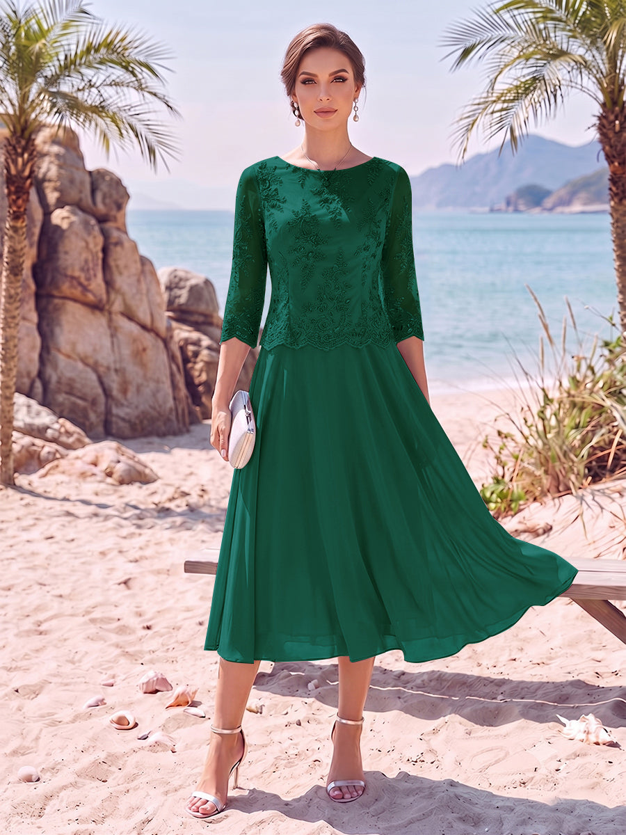 Noeline Iris Hunter Green front view mother of the bride dress