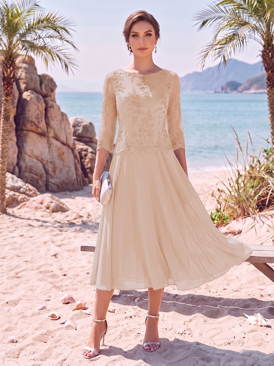 Evelina dusty rose front view mother of the bride dress